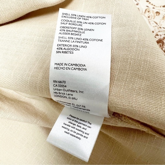 Anthropologie Pilcro Linen Blend Summer Blazer Large Cream Lagenlook Boho - Picture 12 of 13